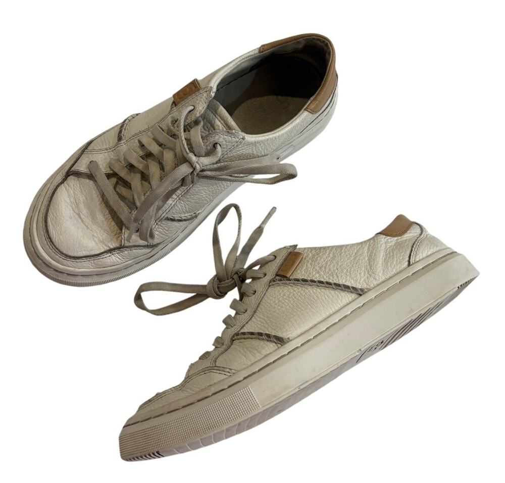 UGG Women's 7 Alameda Lace Up Leather Sneakers Shoes White Tan